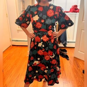 Kate Spade Black Dress with Pink and Blue Floral Design